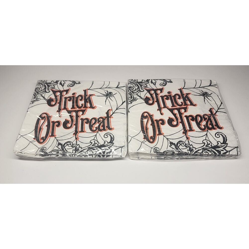Spider & Web With "Trick Or Treat" on paper Napkins Halloween 16ct 2 Pack